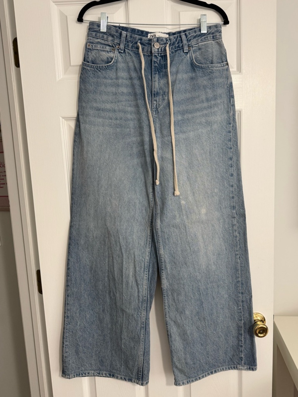 NWOT Zara Mid-Rise Wide Leg Drawstring Jeans - Picture 2 of 4